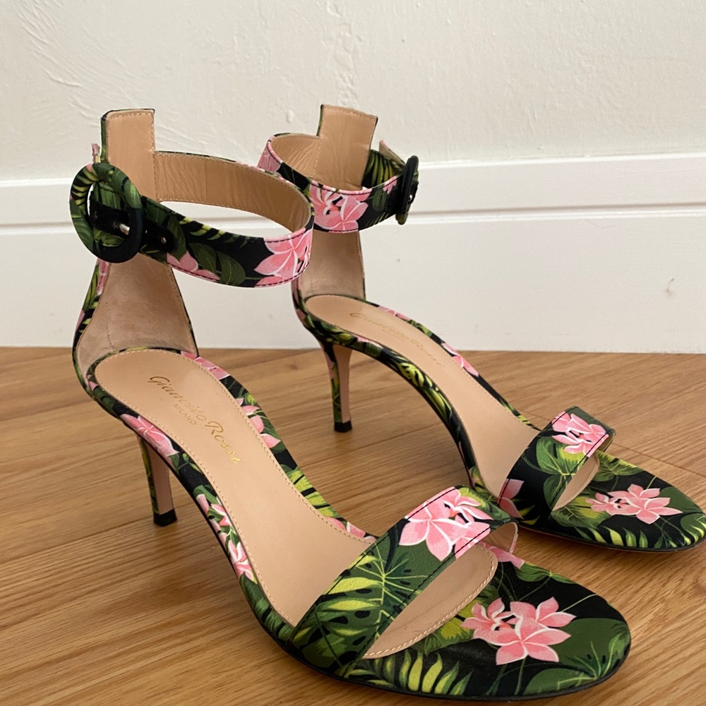 Floral-Print Ankle-Strap Sandals